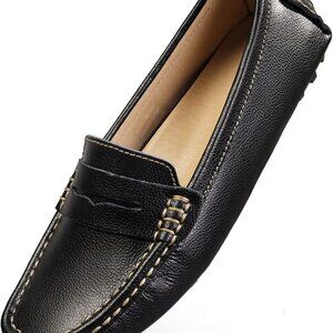 Women's Leather Penny Loafers Casual Slip-Ons Lightweight Driving Flats